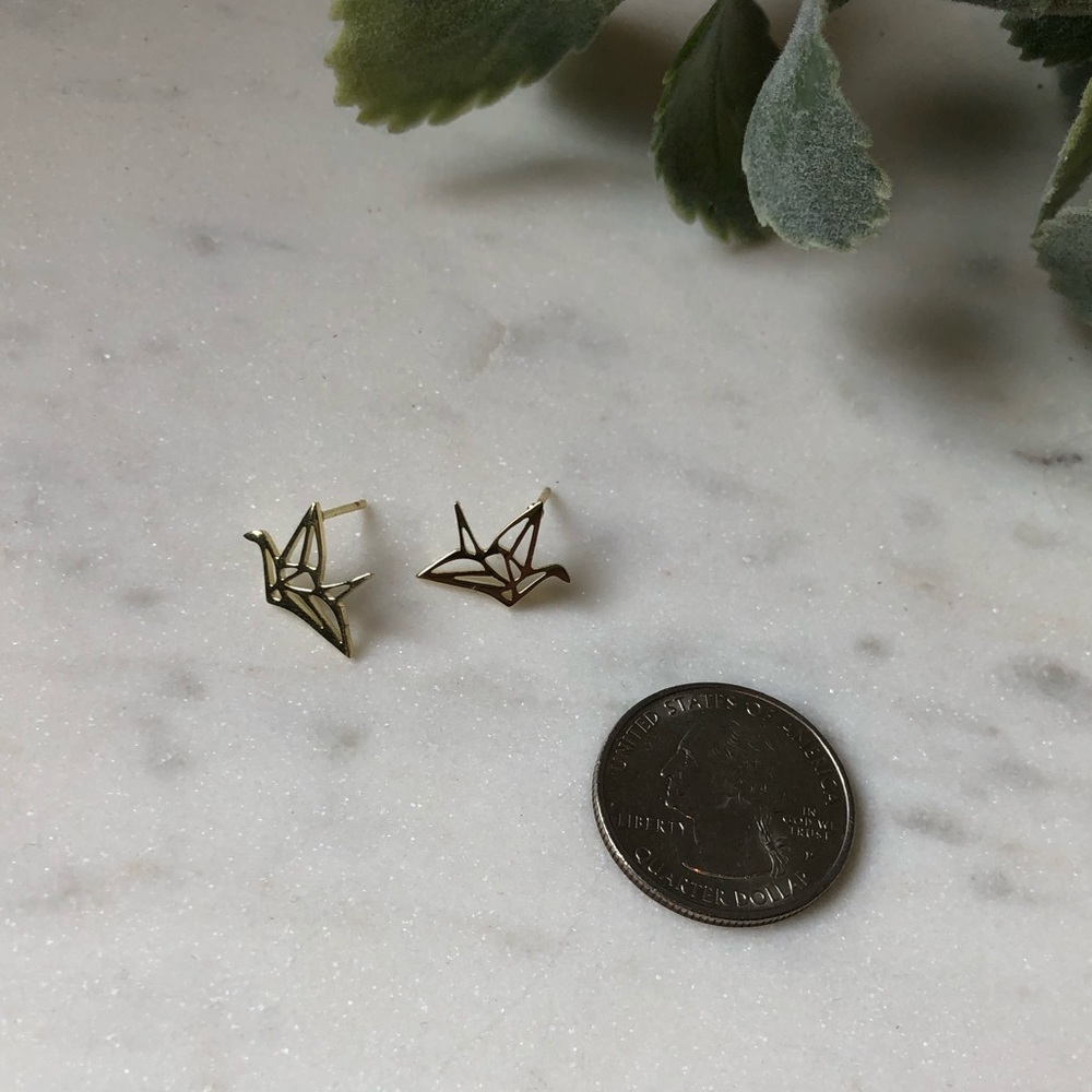 The Anabel - Geometric Paper Bird Stud Earrings - Picture 4 of 4